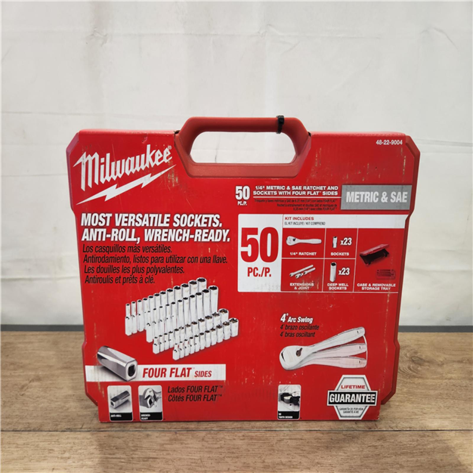 NEW- 1/4 in. Drive SAE/Metric Ratchet and Socket Mechanics Tool Set (50-Piece)