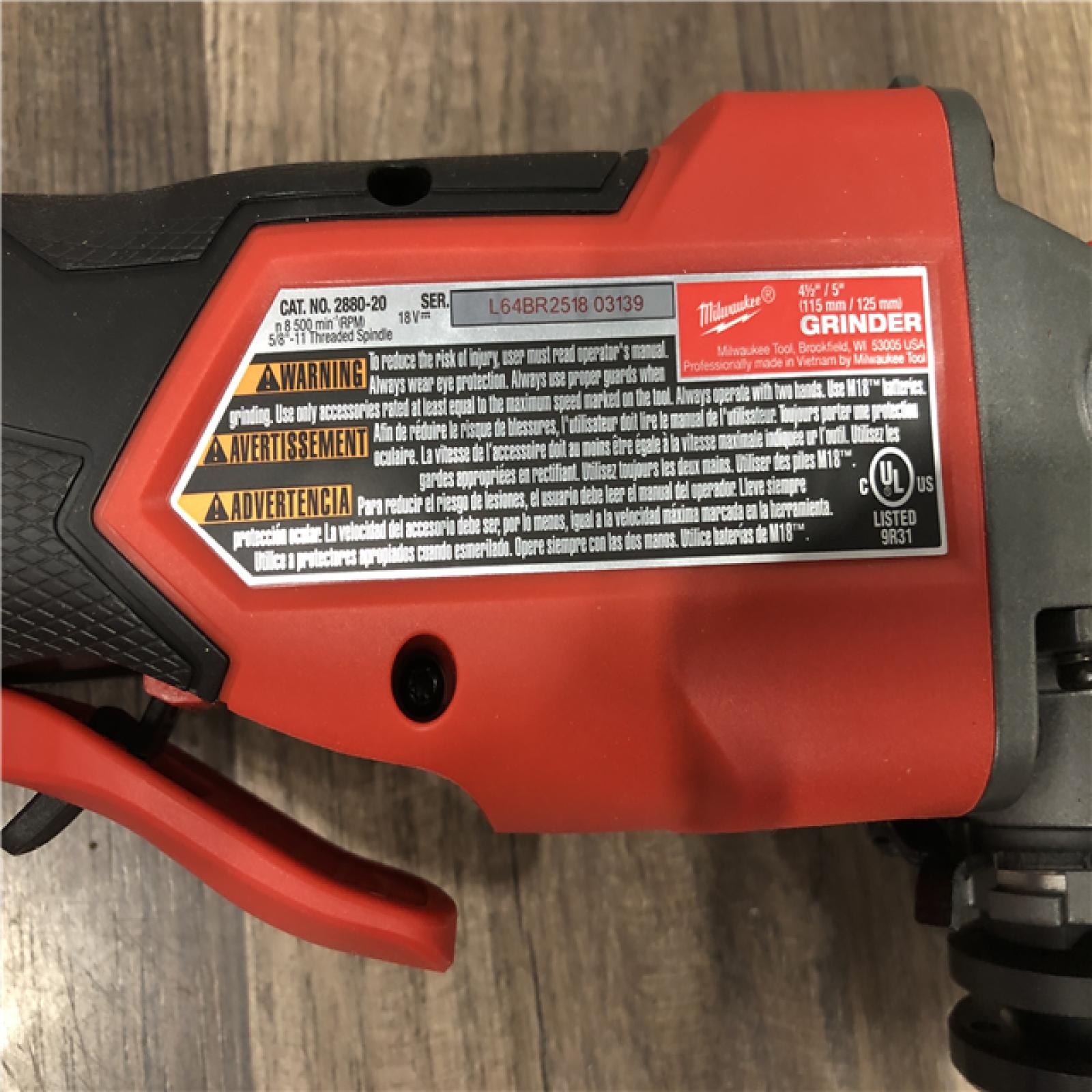 AS-IS Milwaukee FUEL 18V Lithium-Ion Brushless Cordless 4-1/2 in./5 in. Grinder w/Paddle Switch (Tool-Only)