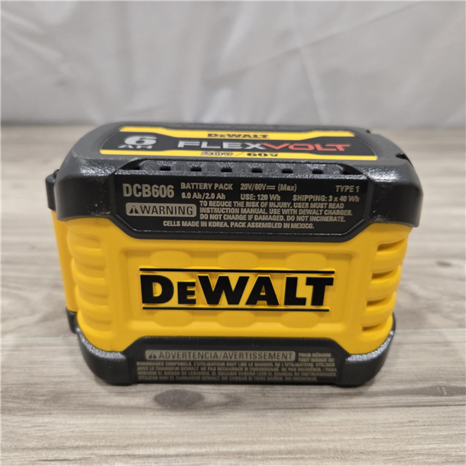 AS-IS DEWALT FLEXVOLT 20V/60V MAX Lithium-Ion 6.0Ah Battery Pack with 6 Amp Output Charger