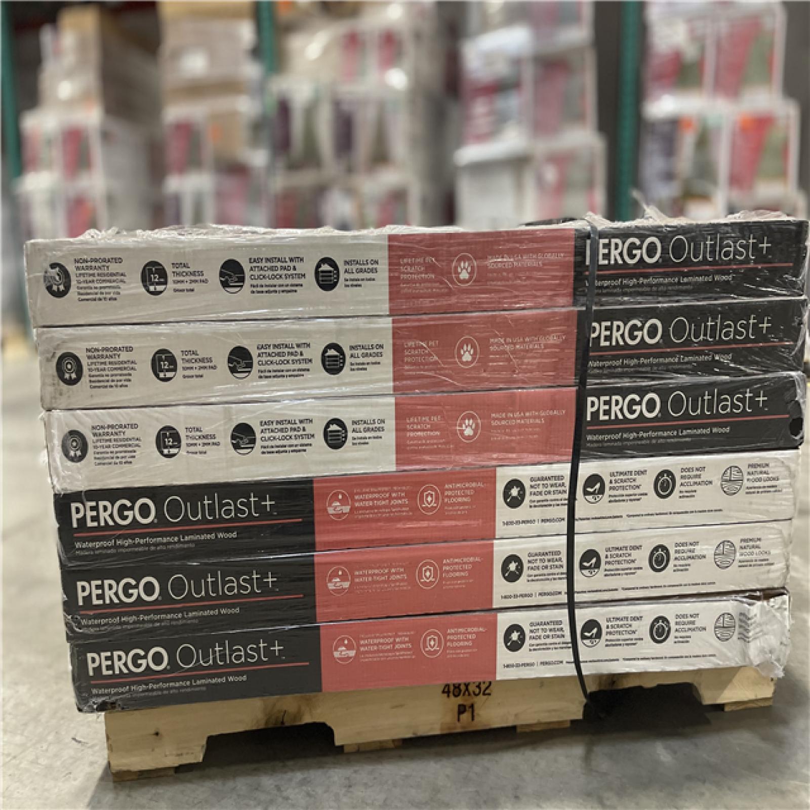 DALLAS LOCATION- Pergo Outlast+ Hobbs Amber Hickory 12 mm T x 7.4 in. W Waterproof Laminate Wood Flooring (19.63 sq.ft./case) Pallet (24 cases)