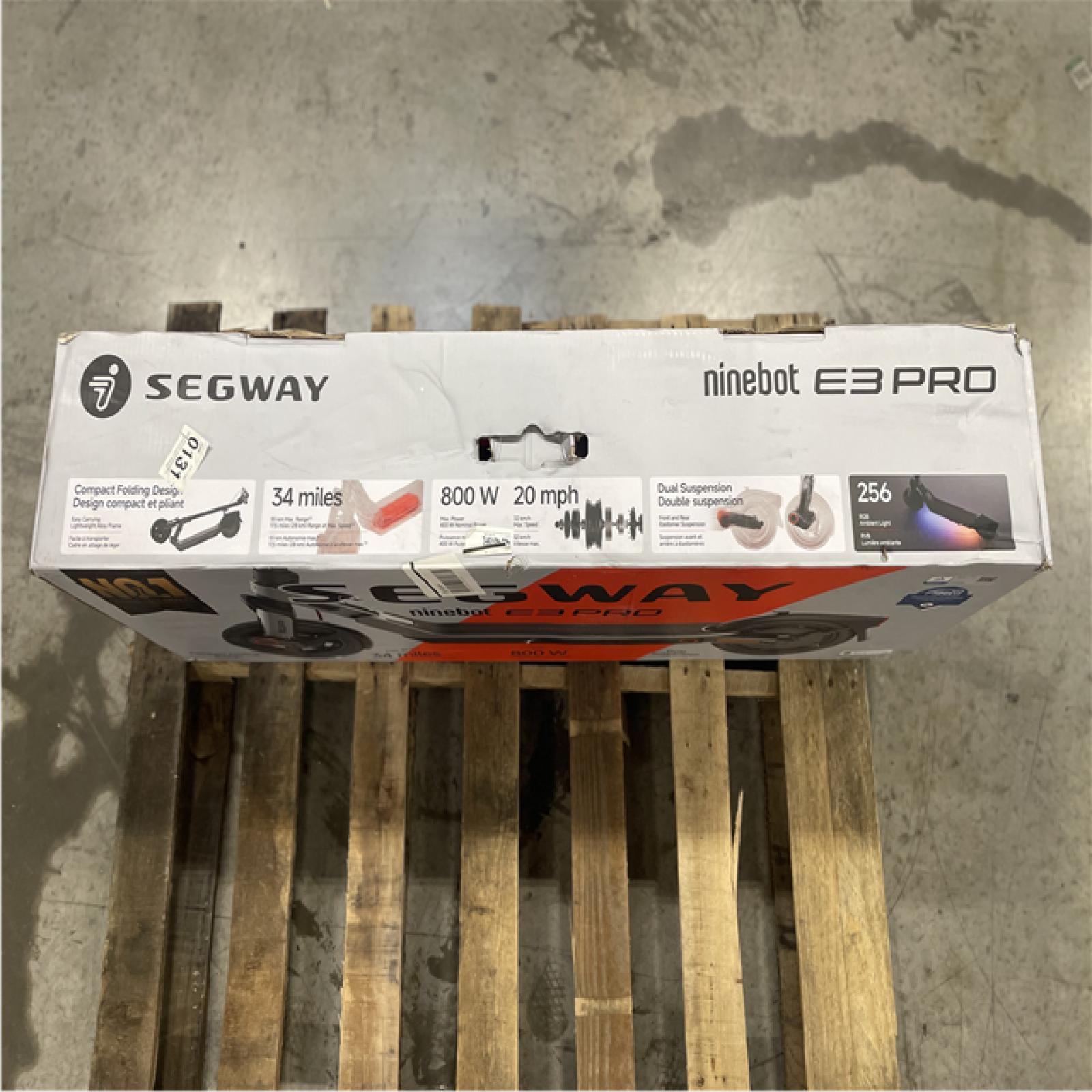 DALLAS LOCATION- AS-IS SEGWAY E3 Pro Black Electric Scooter with Dual Suspension and 34-Mile Range