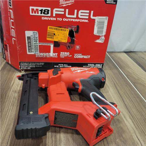 AS-IS MILWAUKEE M18 FUEL 18-Volt Lithium-Ion Brushless Cordless 18-Gauge 1/4 in. Narrow Crown Stapler (Tool-Only)