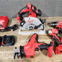 HOUSTON LOCATION - AS-IS Milwaukee M18 18-Volt Lithium-Ion Brushless Cordless Combo Kit (4-Tool) with 2-Batteries  1-Charger and Tool Bag