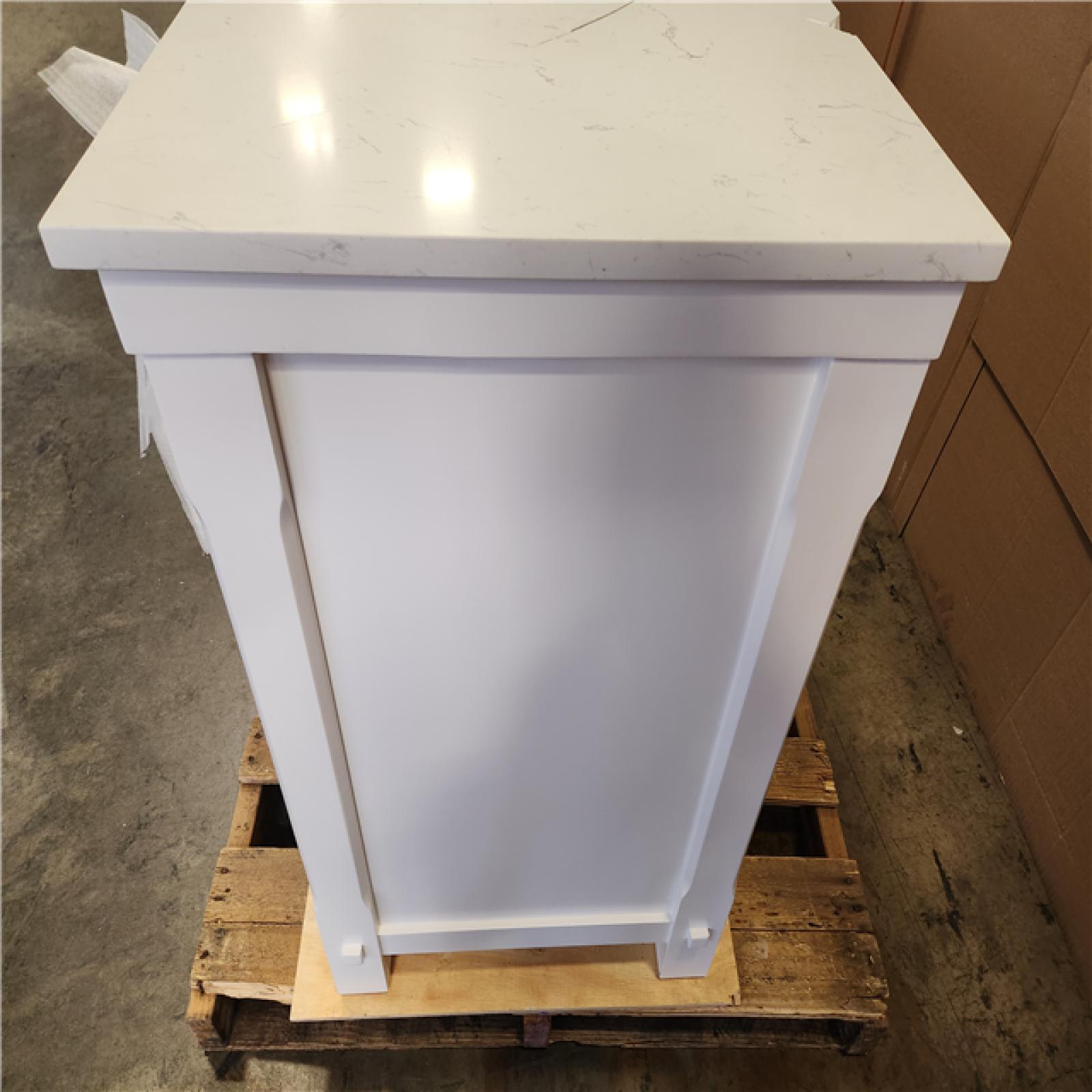 Phoenix AS-IS Home Decorators Collection Wellford 49 in. Single Sink Freestanding White Bath Vanity with White Engineered Stone Top (Assembled) (Damaged TOP)