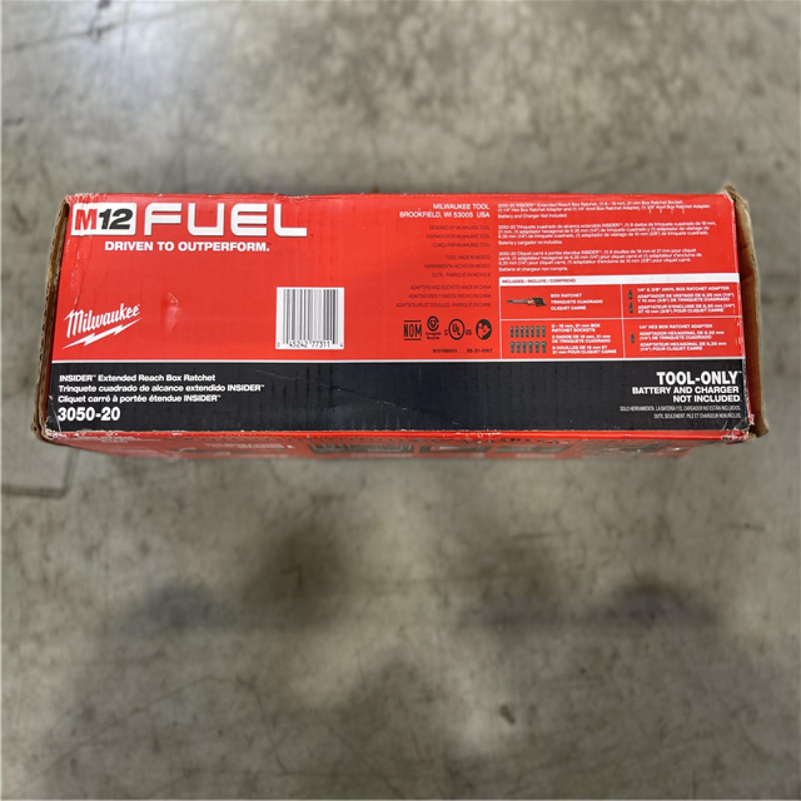 DALLAS LOCATION- Milwaukee M12 FUEL INSIDER 12V Lithium-Ion Brushless Cordless 1/4 in. - 3/8 in. Extended Reach Box Ratchet