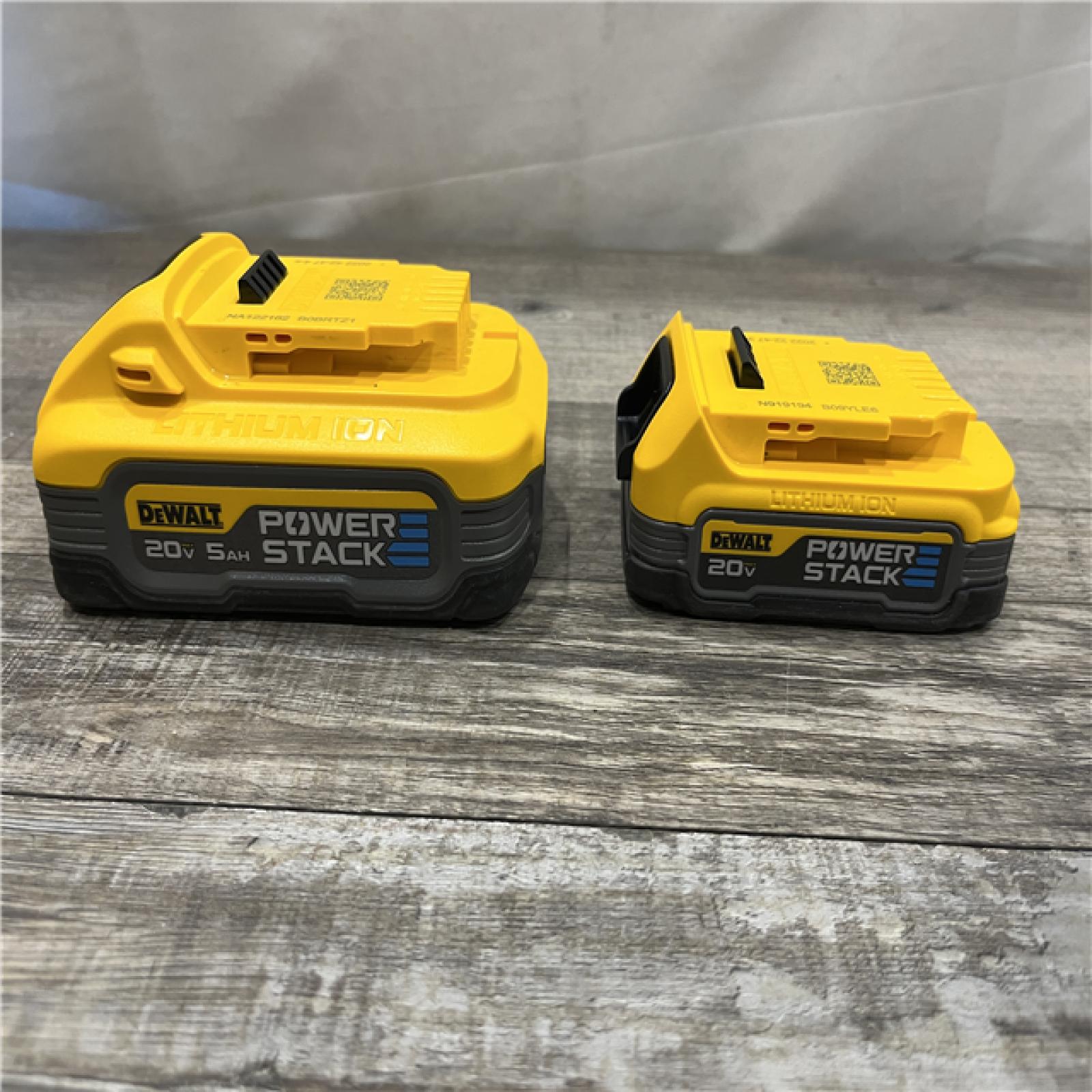 AS-IS DEWALT 20V MAX XR POWERSTACK Lithium-Ion Battery Starter Kit with 5.0Ah and 1.7Ah Batteries and Charger