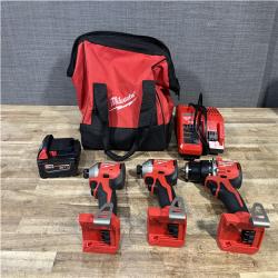 Houston Location AS-IS Milwaukee Hammer Drill Driver and Impact Drivers QTY/2 and Battery with Charger