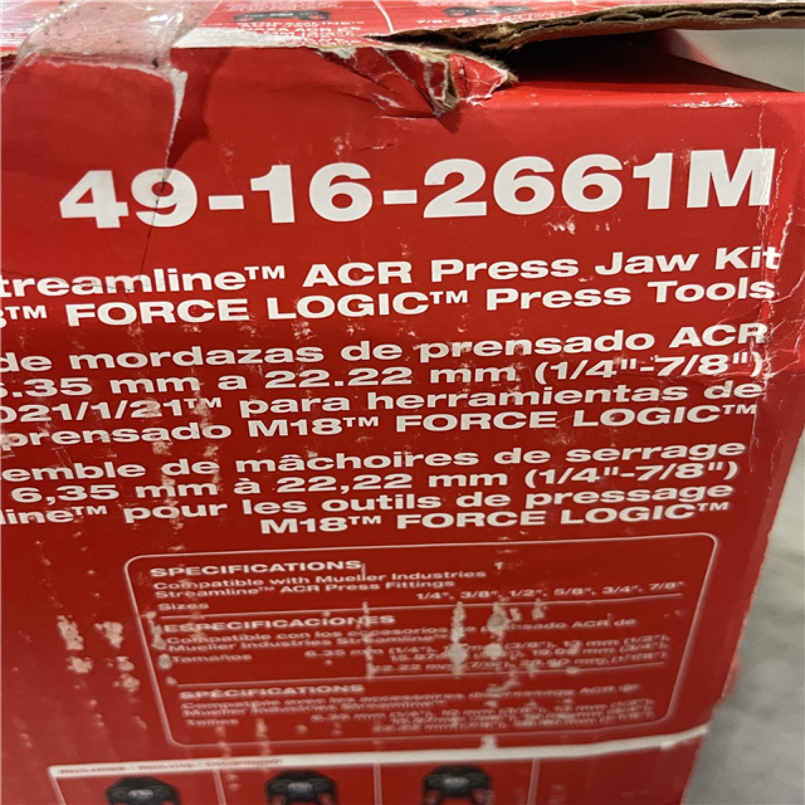 LIKE NEW! - Milwaukee (Brand Rating: 4.6/5) M18 Press 1/4 in. - 7/8 in. Copper Press Tool Jaw Set for Streamline ACR Press Fittings (6-Jaws Included)