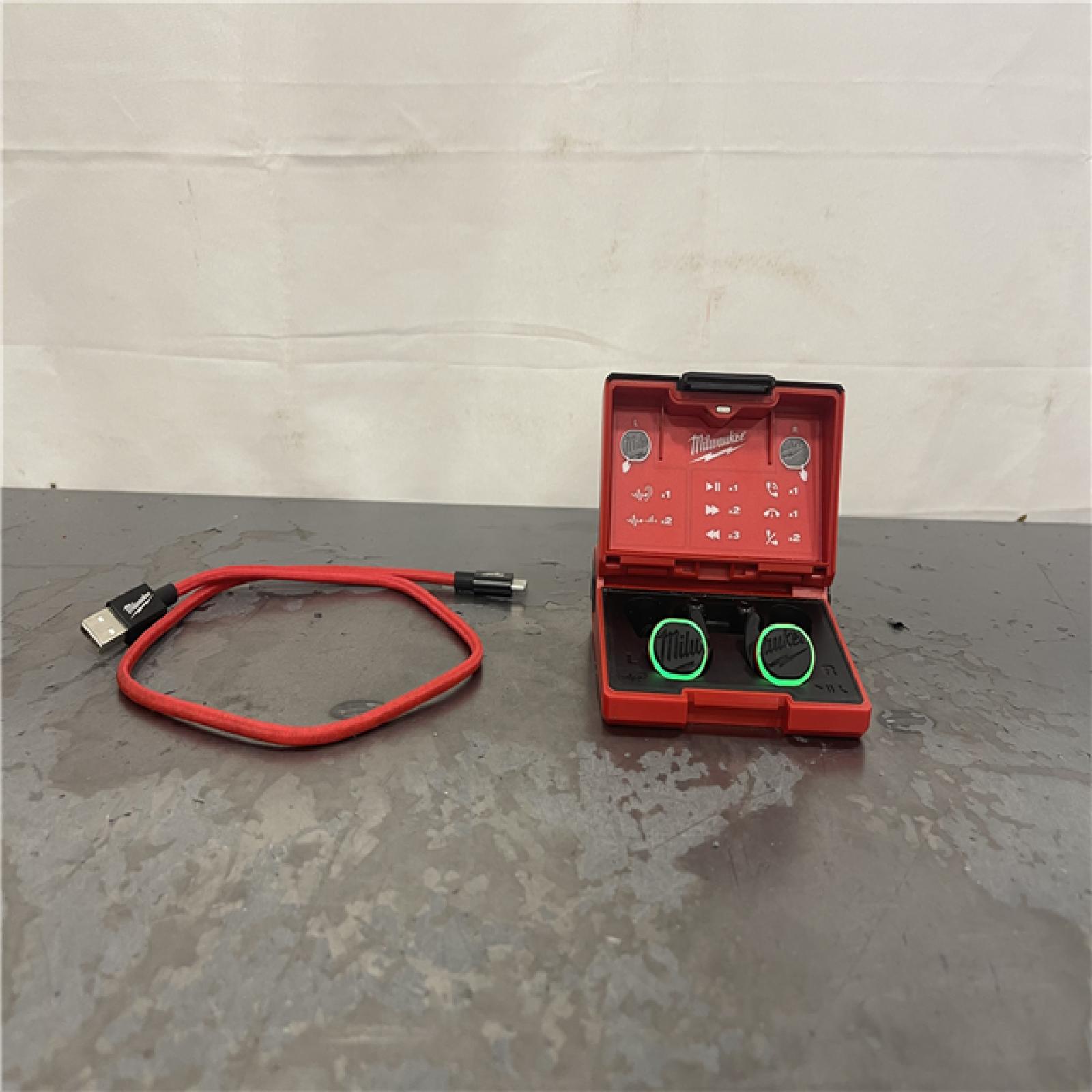 AS-IS- Milwaukee Red Lithium USB Bluetooth Jobsite Ear Buds