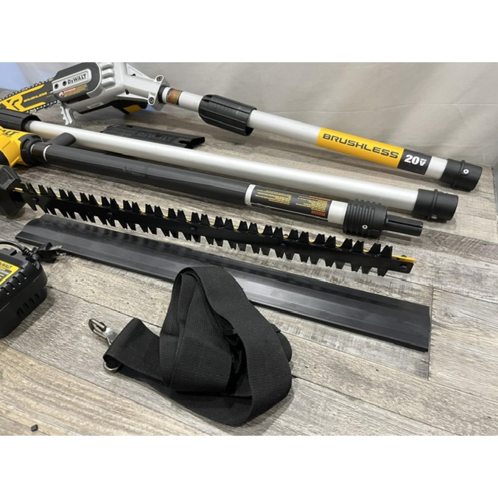 AS-IS DEWALT 20V MAX Cordless Lithium-Ion Pole Saw and Pole Hedge Trimmer Combo Kit