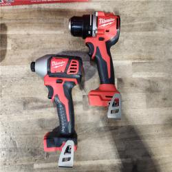 HOUSTON LOCATION - AS-IS Milwaukee M18 18V Lithium-Ion Brushless Cordless Compact Drill/Impact Combo Kit (2-Tool) W/(2) 2.0 Ah Batteries  Charger & Bag