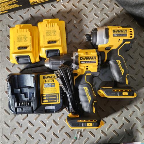 Houston location- AS-IS DeWalt 20V MAX ATOMIC Cordless Brushless 2 Tool Compact Drill and Impact Driver Kit