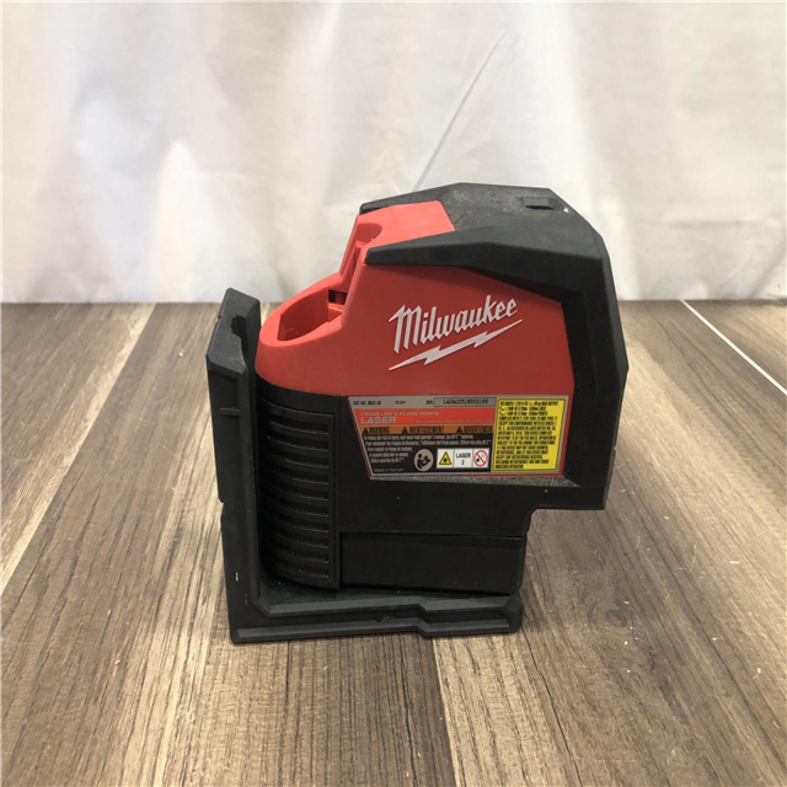 AS-IS  Milwaukee 12-Volt Lithium-Ion Cordless Green 125 ft. Cross Line and Plumb Points Laser Level (Tool-Only)