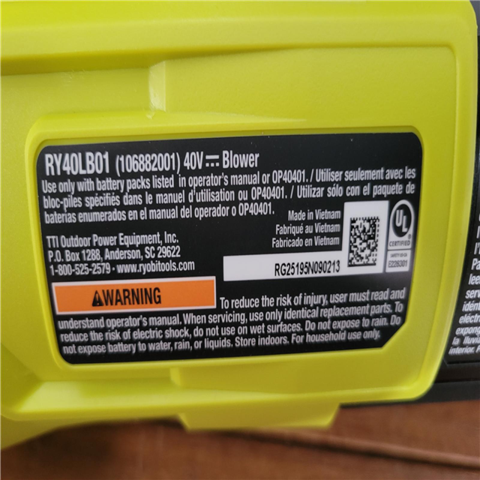 California NEW Ryboi 40V 550 CFM Blower Kit  Includes (1) Battery & Charger