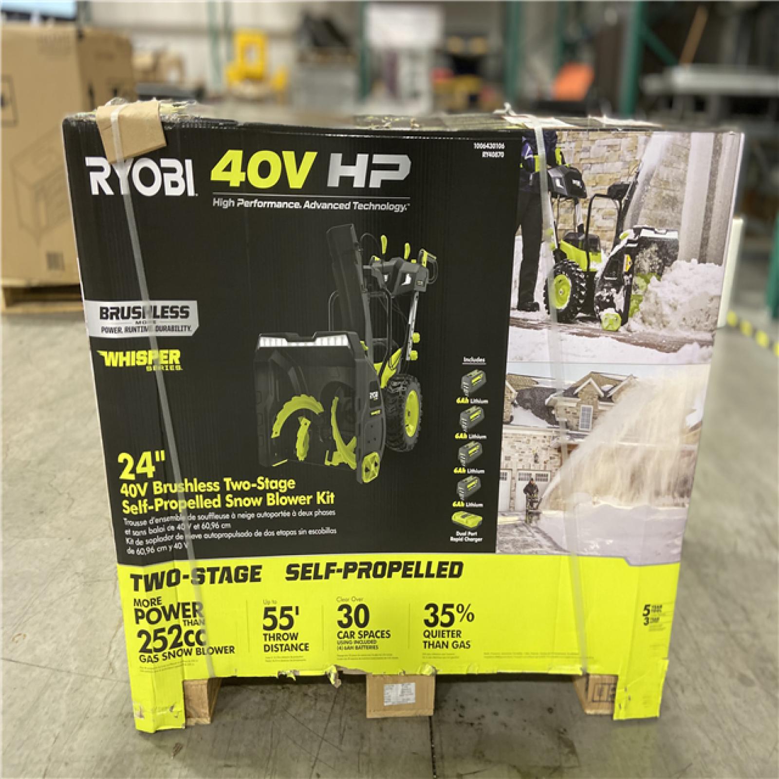 DALLAS LOCATION - RYOBI 40V HP Brushless Whisper Series 24 2-Stage Cordless Electric Self-Propelled Snow Blower