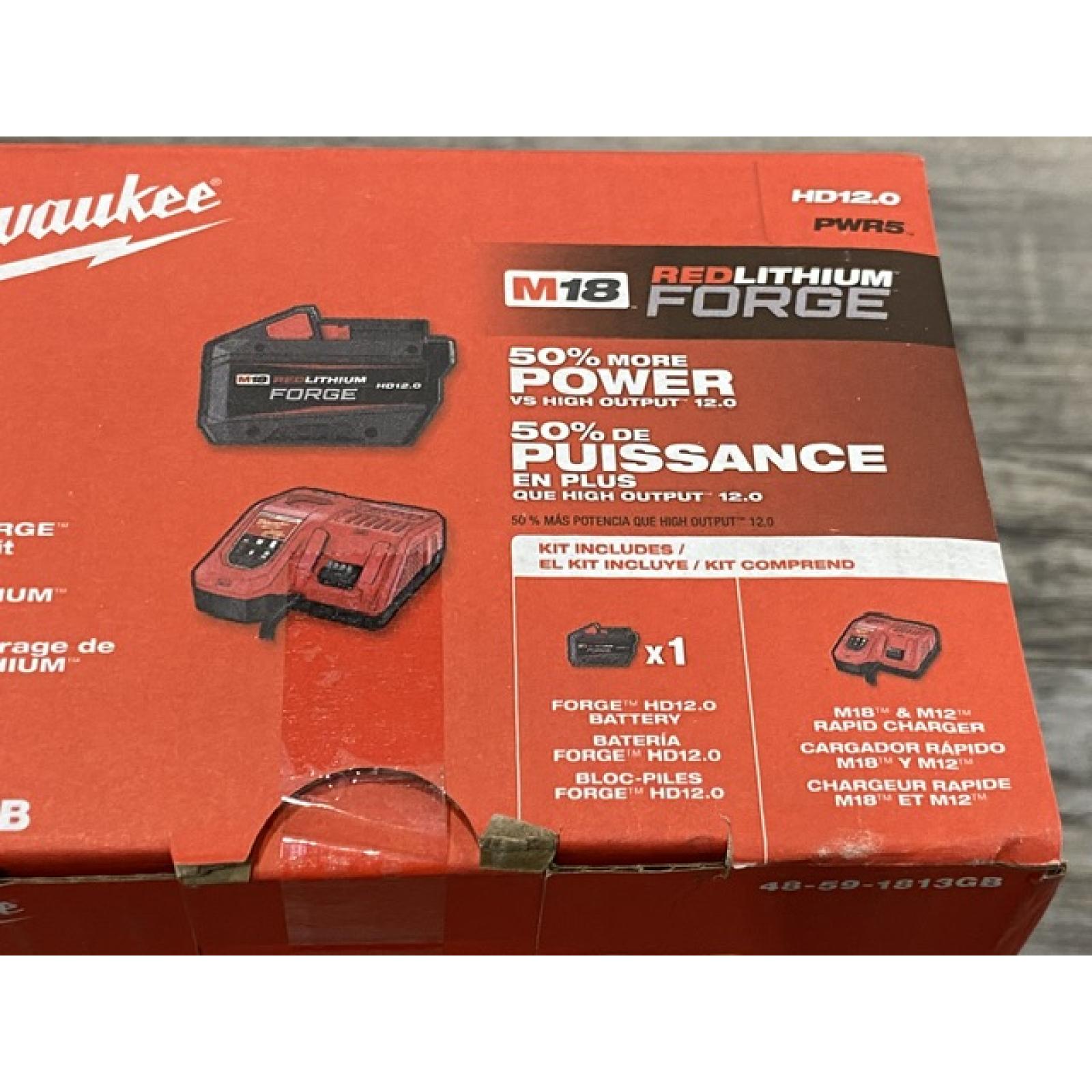 NEW - Milwaukee 18-Volt Lithium-Ion REDLITHIUM FORGE Starter Kit with 12. 0Ah Battery and Charger