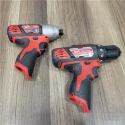 AS-IS Milwaukee M12 12V Lithium-Ion Cordless Drill Driver/Impact Driver Combo Kit with Two  Batteries, Charger and Bag (2-Tool)