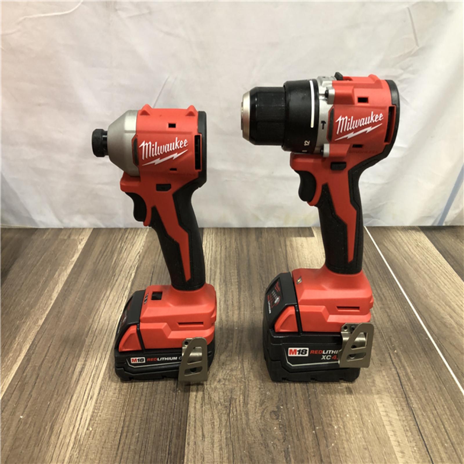 AS-IS Milwaukee 18-Volt Lithium-Ion Brushless Cordless Compact Hammer Drill/Impact Combo Kit