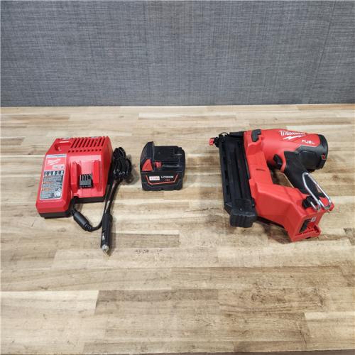 HOUSTON LOCATION - AS - IS Milwaukee FUEL 18-Volt Lithium-Ion Brushless Cordless Gen II 18-Gauge Brad Nailer W/ BATTERY & CHARGER