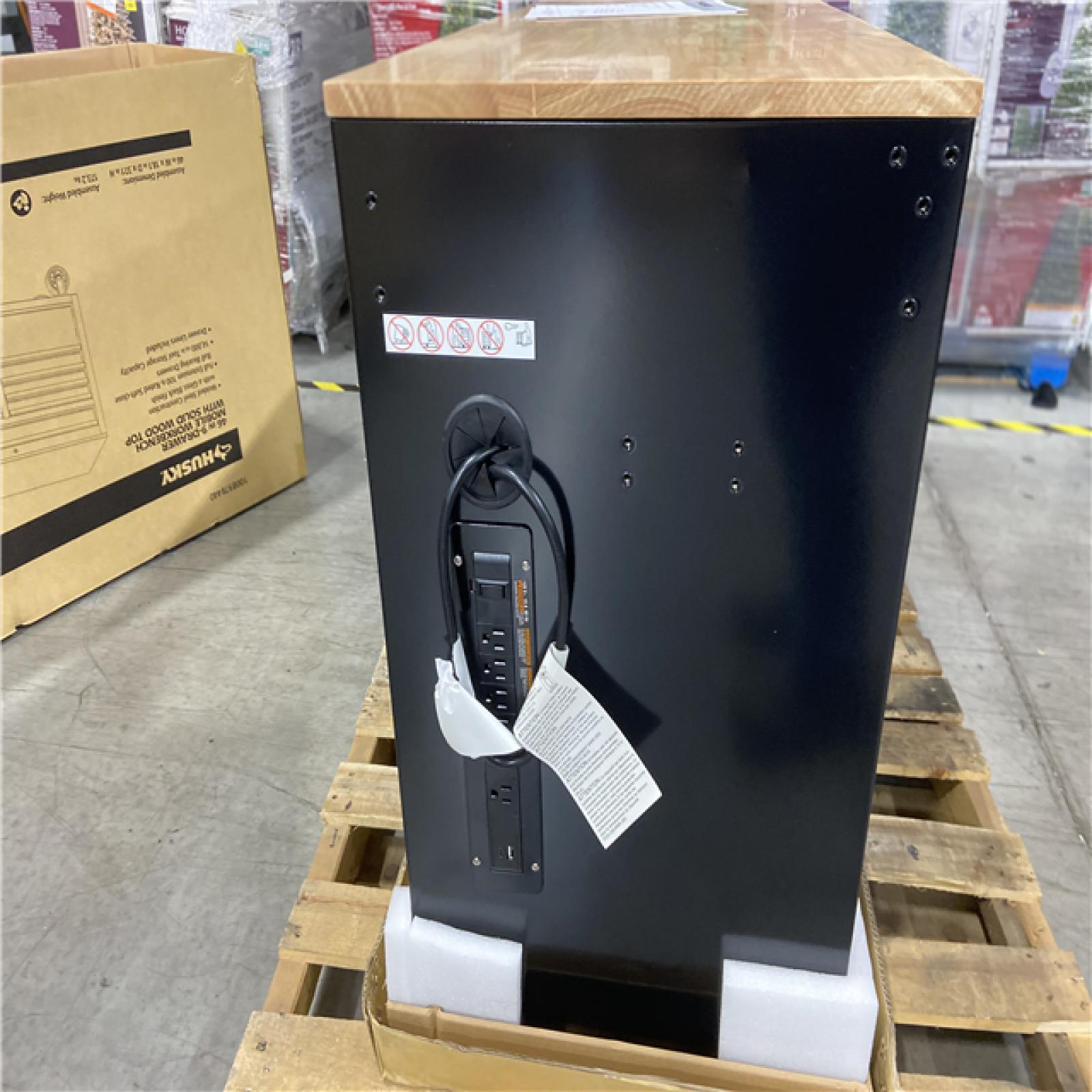 DALLAS LOCATION -Husky Tool Storage 46 in. W x 18 in. D 9-Drawer Mobile Workbench Cabinet in Gloss Black