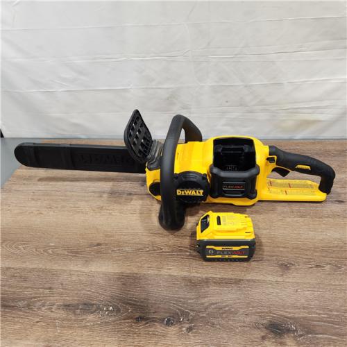 AS IS DEWALT 60V MAX 16in. Brushless Battery Powered Chainsaw Kit with (1) FLEXVOLT 2Ah Battery & Charger