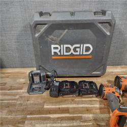 HOUSTON LOCATION - AS - IS RIDGID 18V Brushless 2-Tool Combo Kit with 6.0 Ah and 4.0 Ah MAX Output Batteries  Charger  and Hard Case