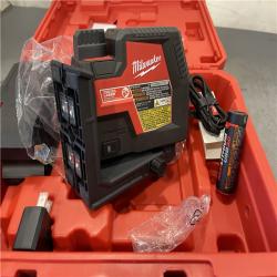AS-IS - Milwaukee Green 100 ft. Cross Line and Plumb Points Rechargeable Laser Level Kit