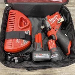 AS-IS Milwaukee FUEL 12V Li-Ion Brushless Cordless Stubby 1/2 in. Impact Wrench Kit