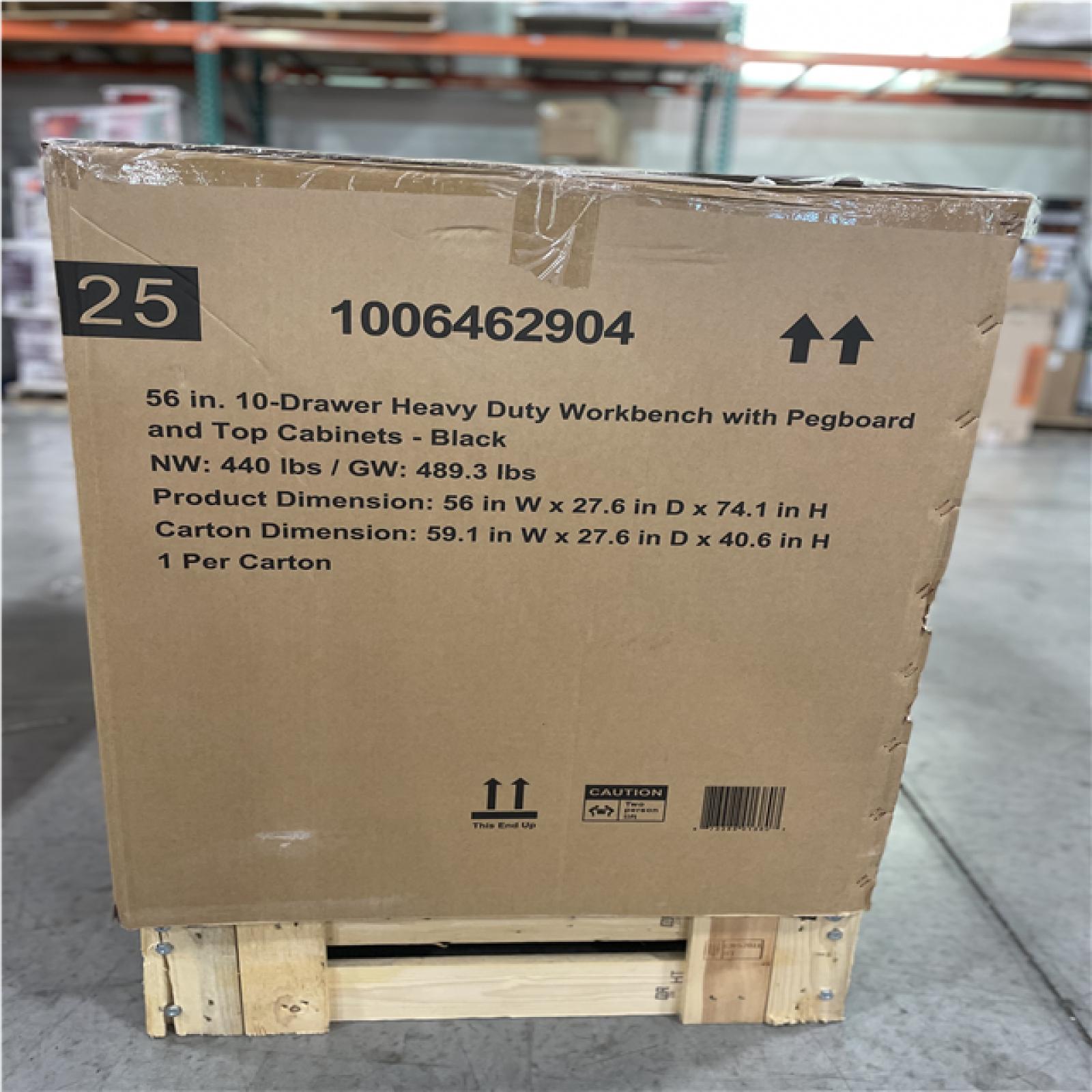 DALLAS LOCATION - AS-IS HUSKY 56IN 10 DRAWER HEAVY DUTY WORKBENCH BLACK