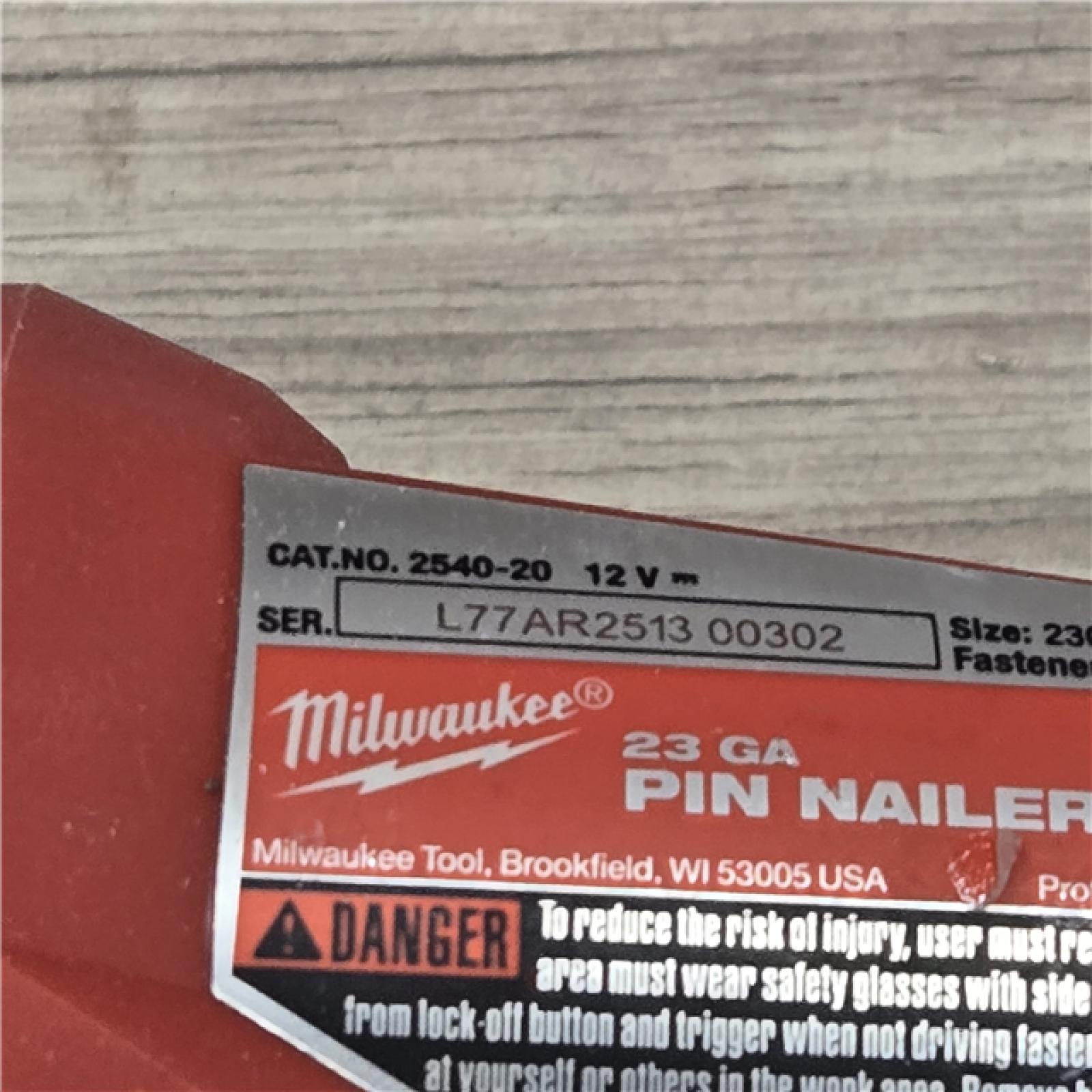 AS-IS Milwaukee 2540-20 12V 23 Gauge Cordless Pin Nailer (Tool Only)