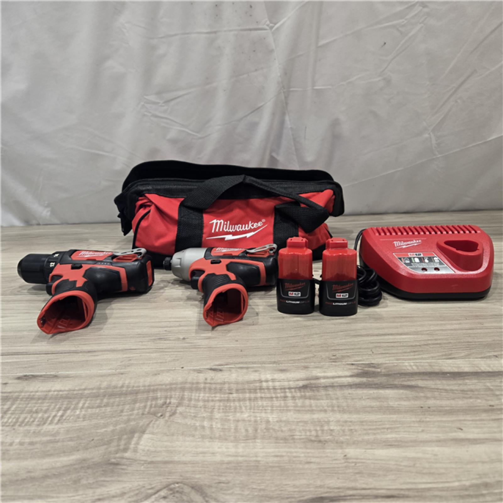 AS-IS Milwaukee 2494-22 M12 Cordless 3/8  Drill/Driver and 1/4 Hex Impact Driver Kit