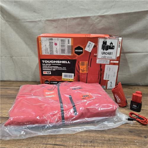 NEW! Men's Large M12 12V Lithium-Ion Cordless TOUGHSHELL Red Heated Jacket with (1) 3.0 Ah Battery and Charger