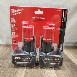 NEW- Milwaukee M12 12-Volt Lithium-Ion XC Extended Capacity 3.0Ah Battery Pack 3.0Ah (2-Pack)