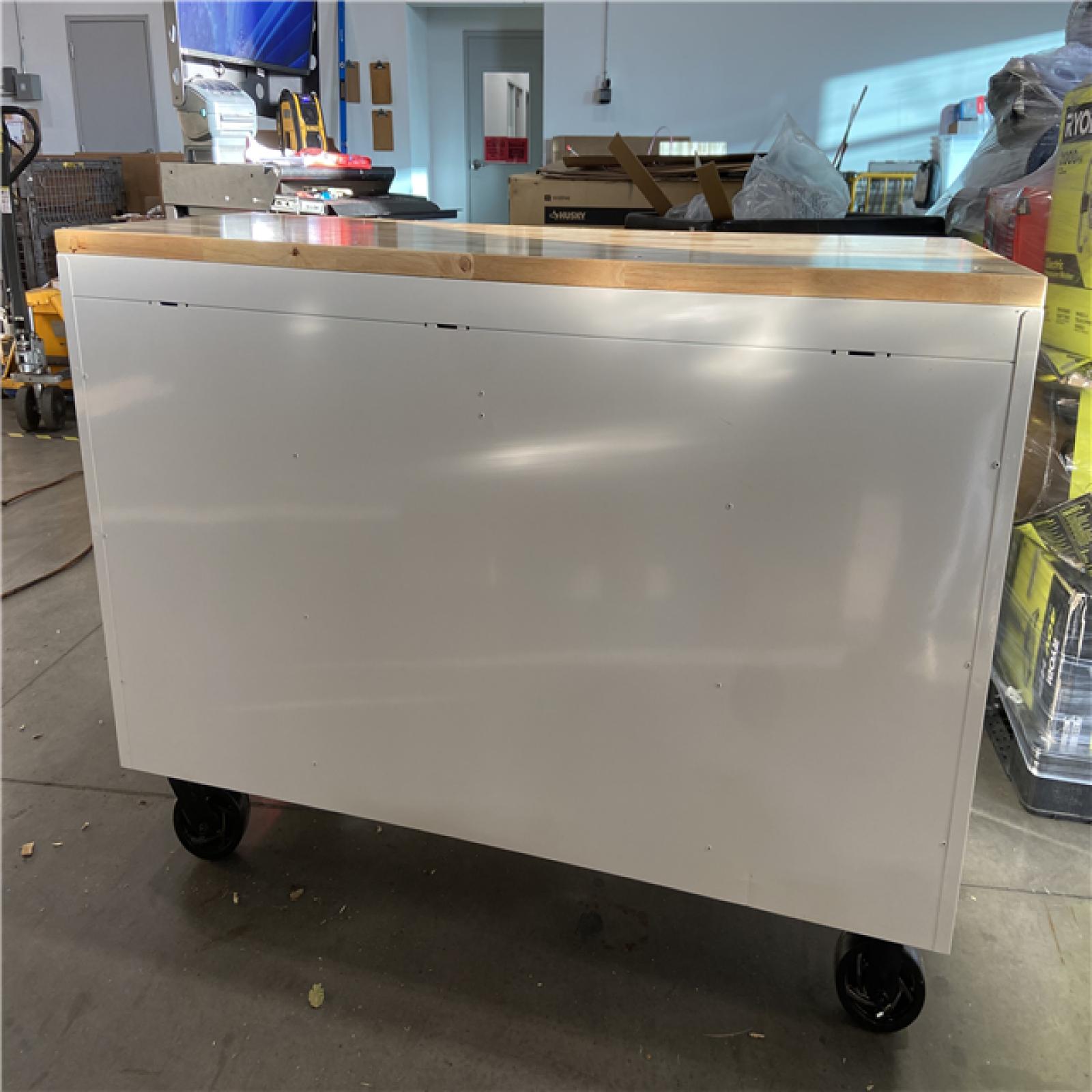 DALLAS LOCATION - Husky Tool Storage 61 in. W x 23 in. D Heavy Duty White Mobile Workbench Tool Chest