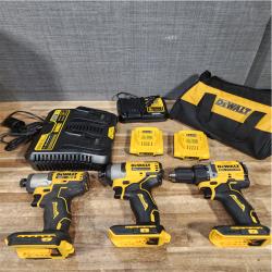 Houston Location AS-IS DEWALT Drill and Impacts QTY/2 and Batteries and Dual port Charger with Charger