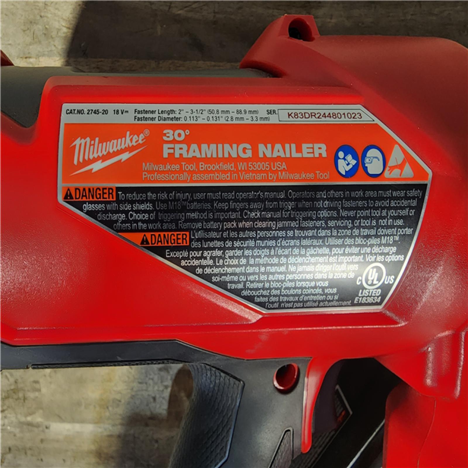 HOUSTON LOCATION - AS-IS Milwaukee M18 FUEL 30 Degree Framing Nailer (TOOL ONLY)