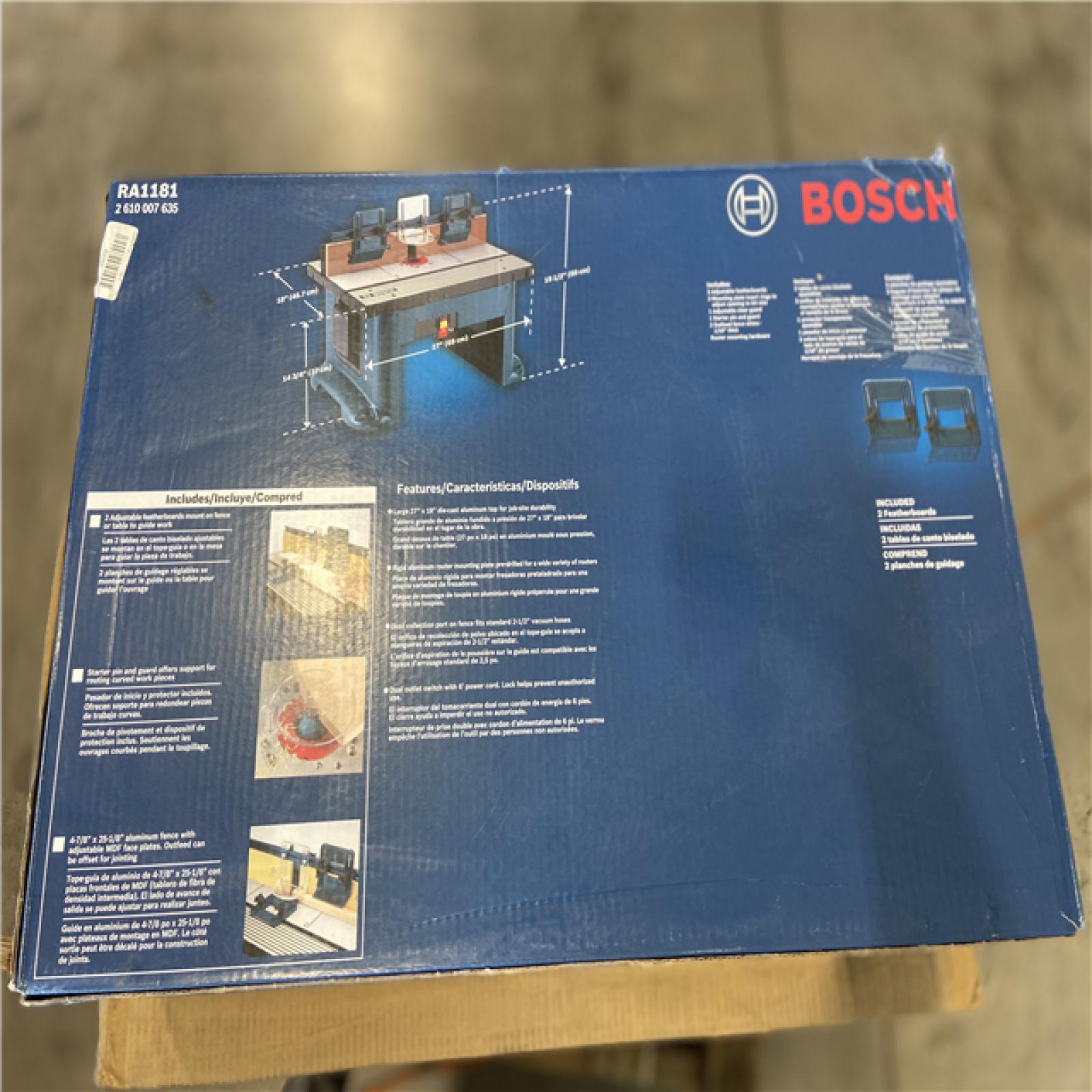 AS-IS - Bosch 27 in. x 18 in. Aluminum Top Benchtop Router Table with 2-1/2 in.
