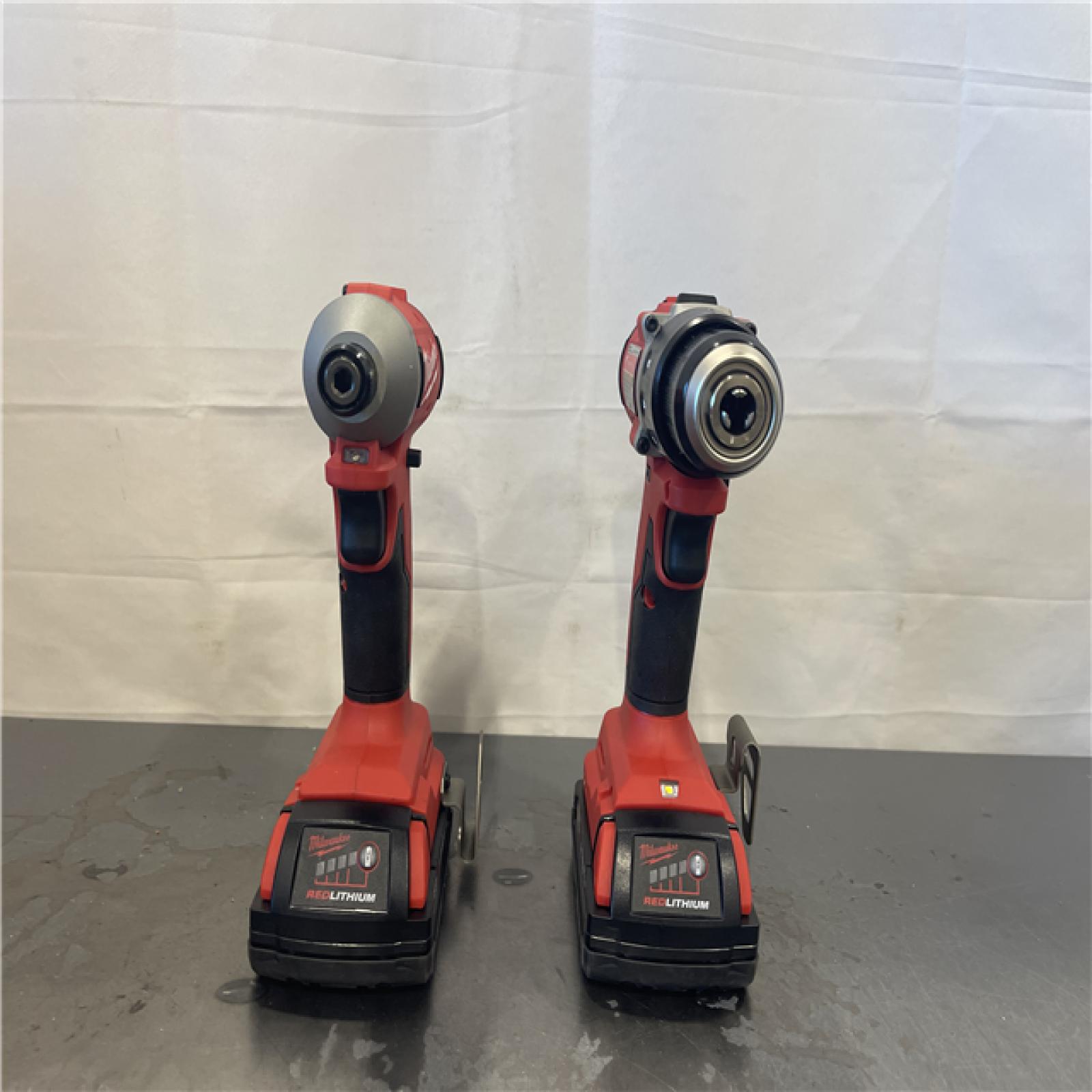 AS-IS- Milwaukee M18 18V Lithium-Ion Brushless Cordless Compact Drill/Impact Combo Kit (2-Tool) W/(2) 2.0 Ah Batteries  Charger & Bag