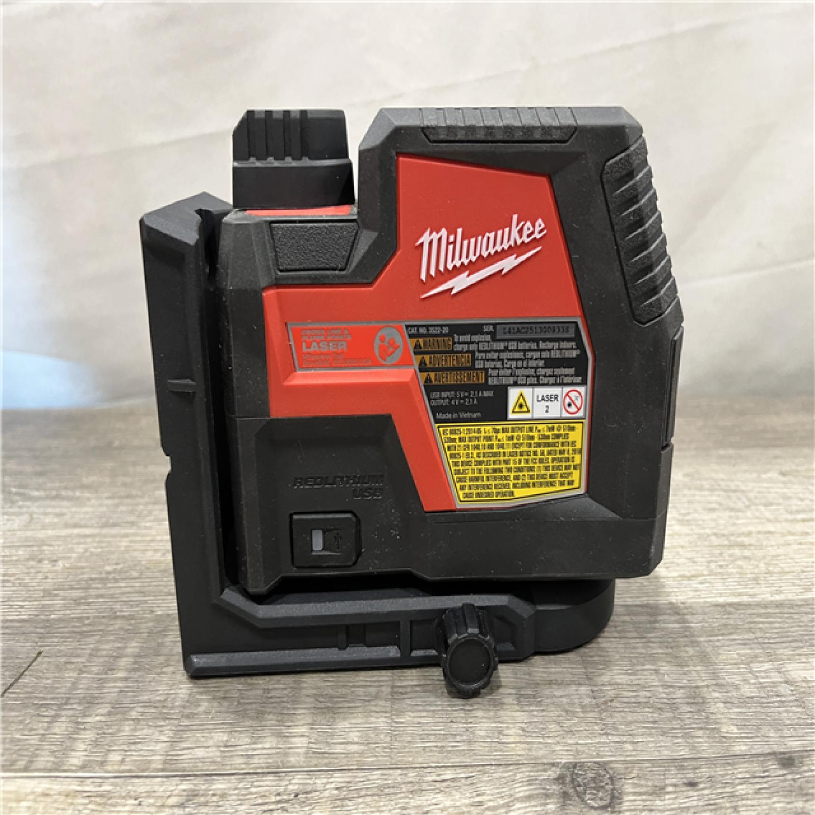 AS-IS Milwaukee Green 100 ft. Cross Line and Plumb Points Rechargeable Laser Level with REDLITHIUM Lithium-Ion
