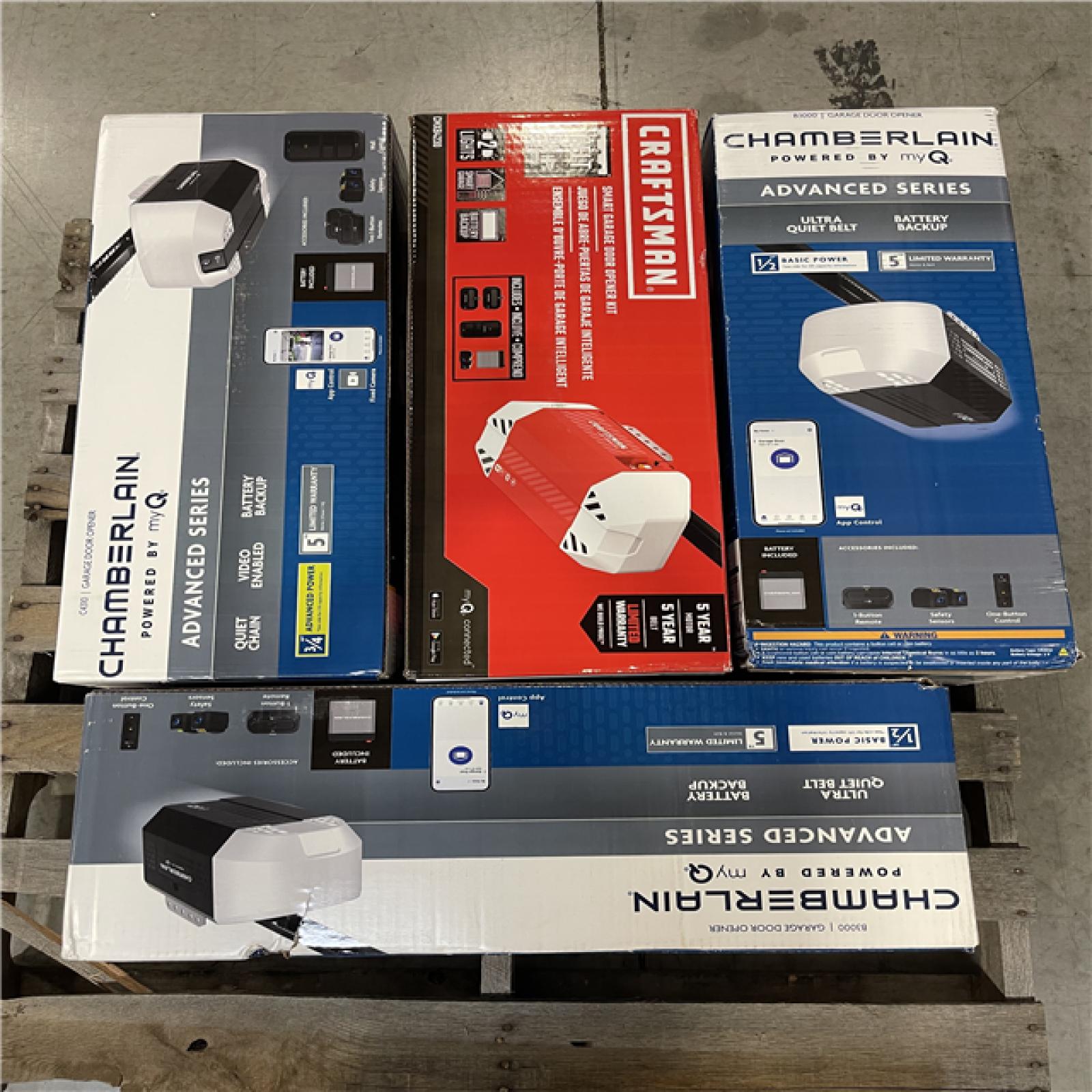 DALLAS LOCATION - CHAMBERLAIN MIXED Garage Door Opener PALLET- (4 UNITS)