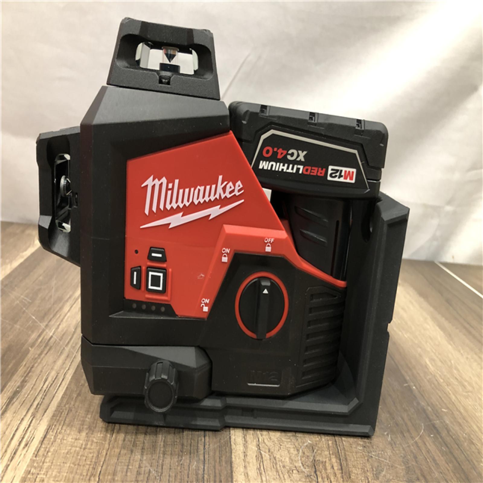 AS-IS Milwaukee 12-Volt Lithium-Ion Cordless Green 250 ft. 3-Plane Laser Level Kit