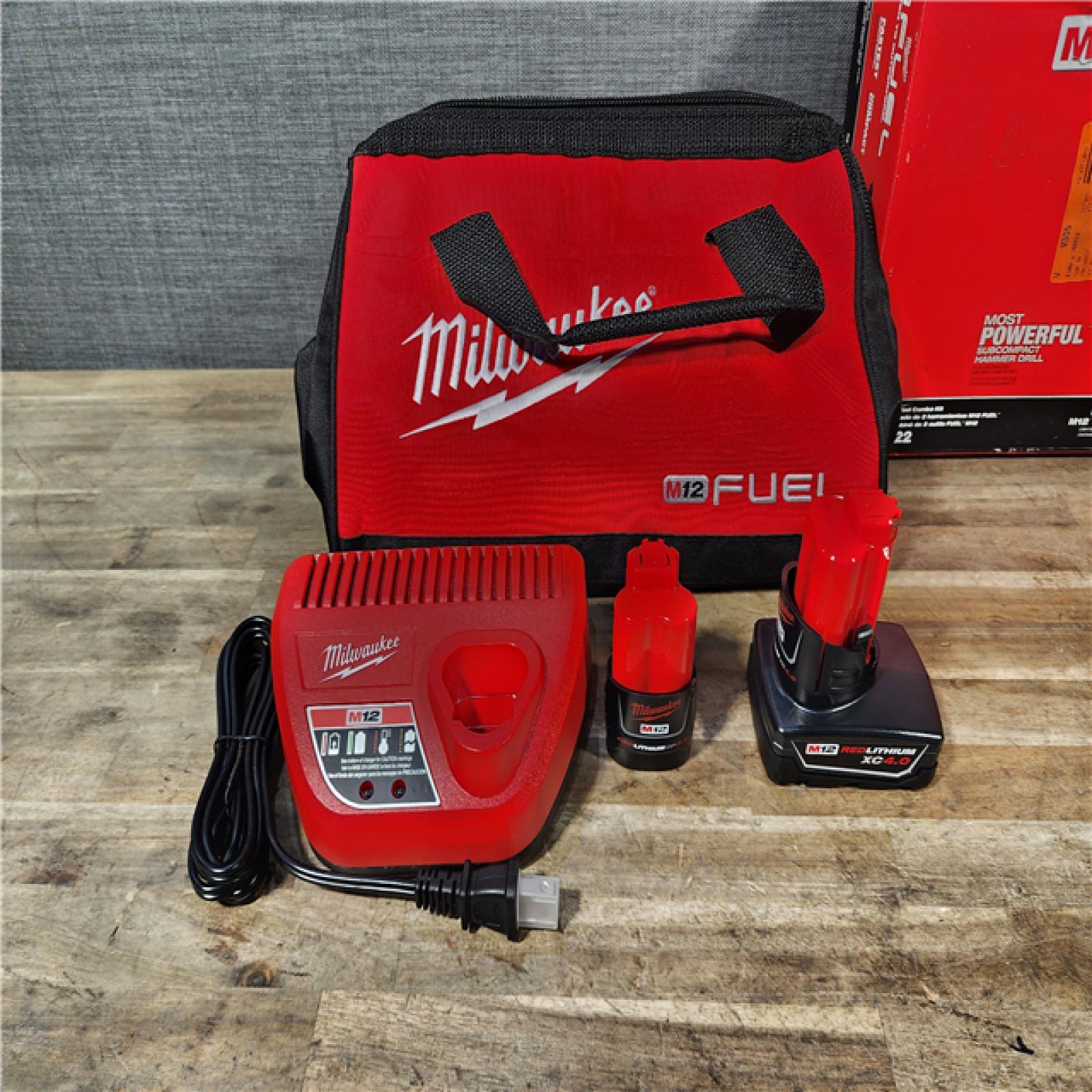 HOUSTON LOCATION - AS-IS Milwaukee M12 FUEL Cordless 2-Tool Combo Kit: 1/2Hammer Drill  1/4Hex Impact Driver 3497-22