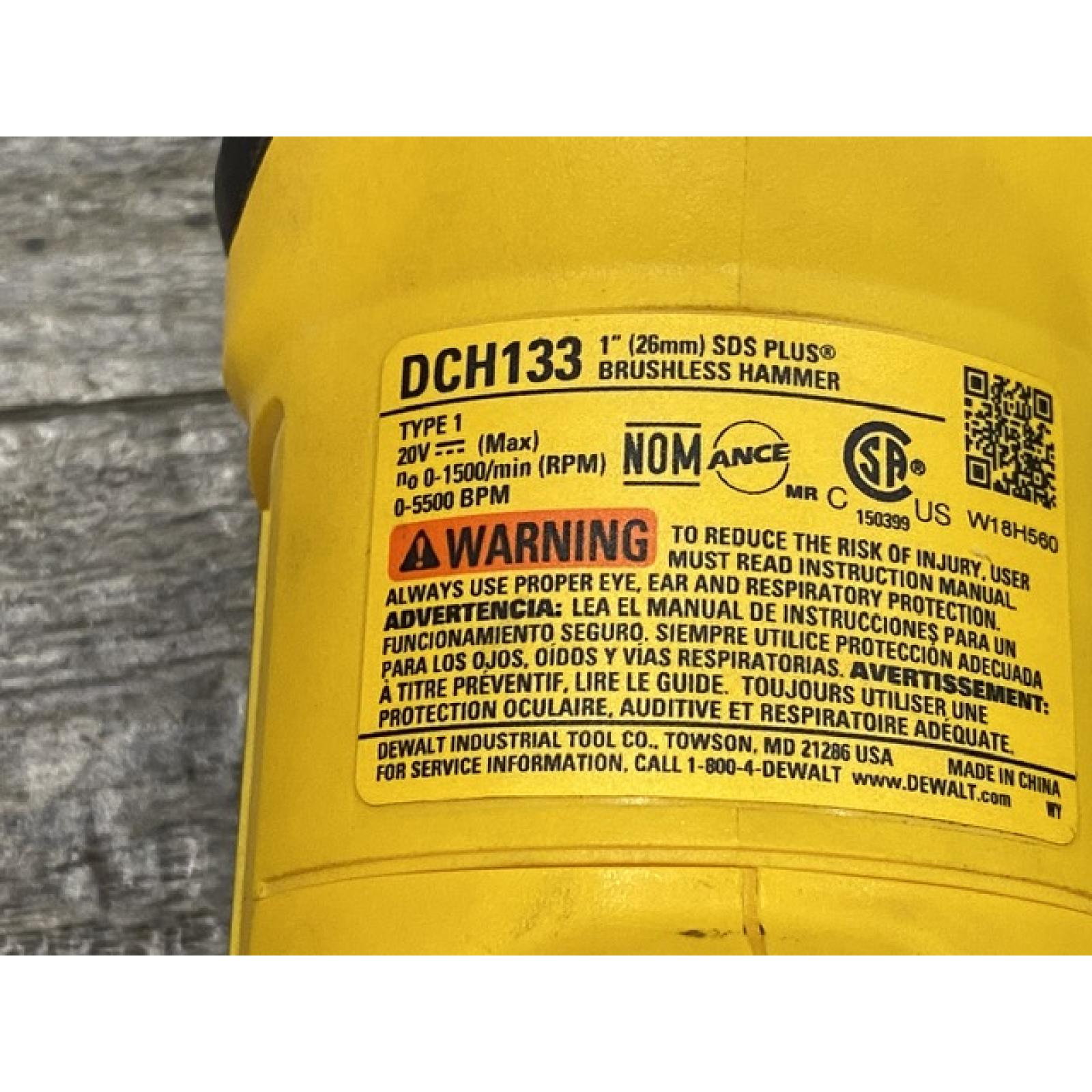 AS-IS DEWALT 20V MAX Cordless Brushless 1 in. SDS Plus D-Handle Concrete and Masonry Rotary Hammer (Tool Only)