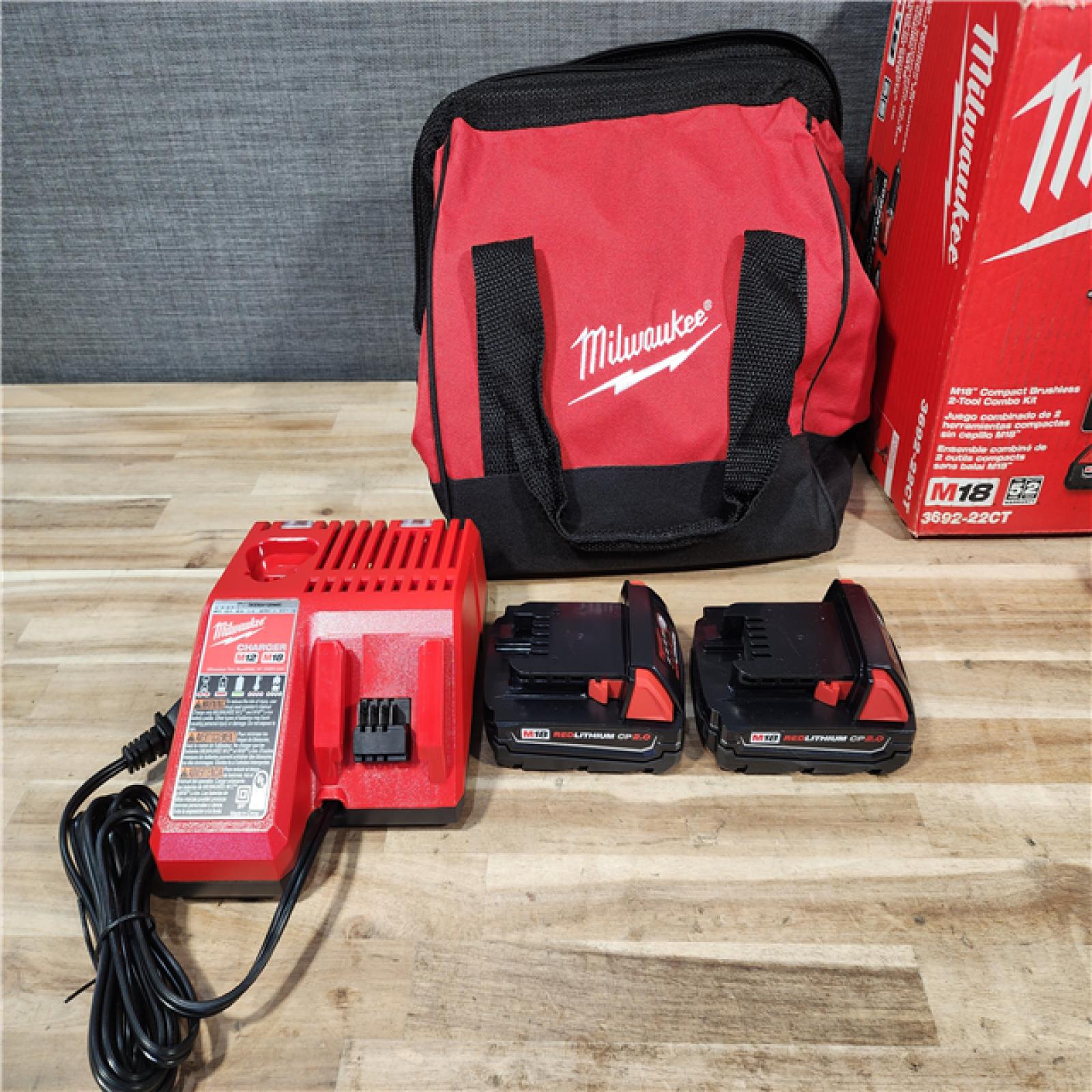 HOUSTON LOCATION - AS-IS Milwaukee 18V Lithium-Ion Brushless Cordless Compact Drill/Impact Combo Kit