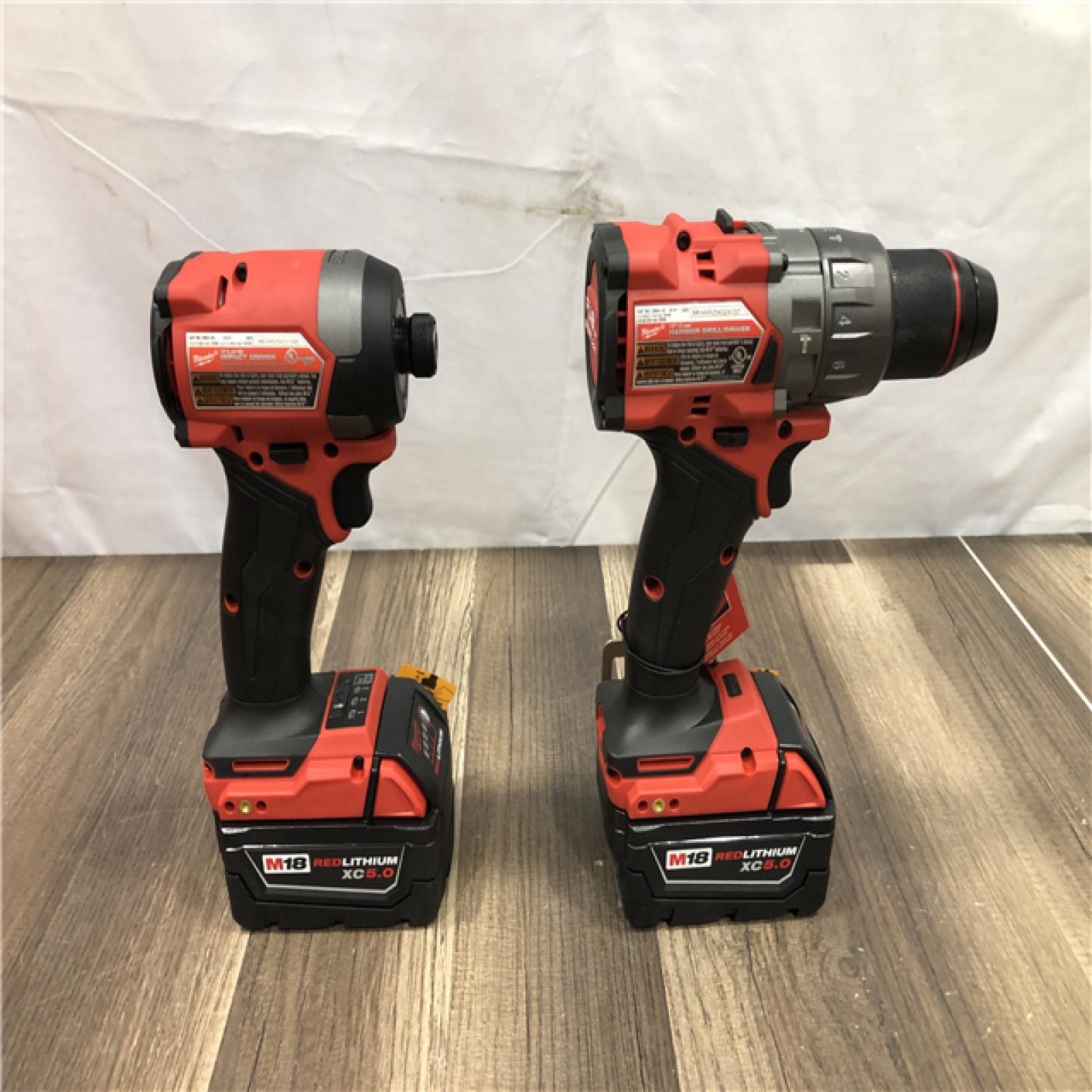 AS-IS Milwaukee FUEL 18V Lithium-Ion Brushless Cordless Hammer Drill and Impact Driver Combo Kit