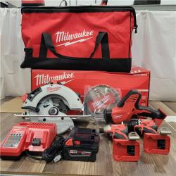 AS-IS Milwaukee M18 18-Volt Lithium-Ion Brushless Cordless Combo Kit (4-Tool) with 2-Batteries, 1-Charger and Tool Bag
