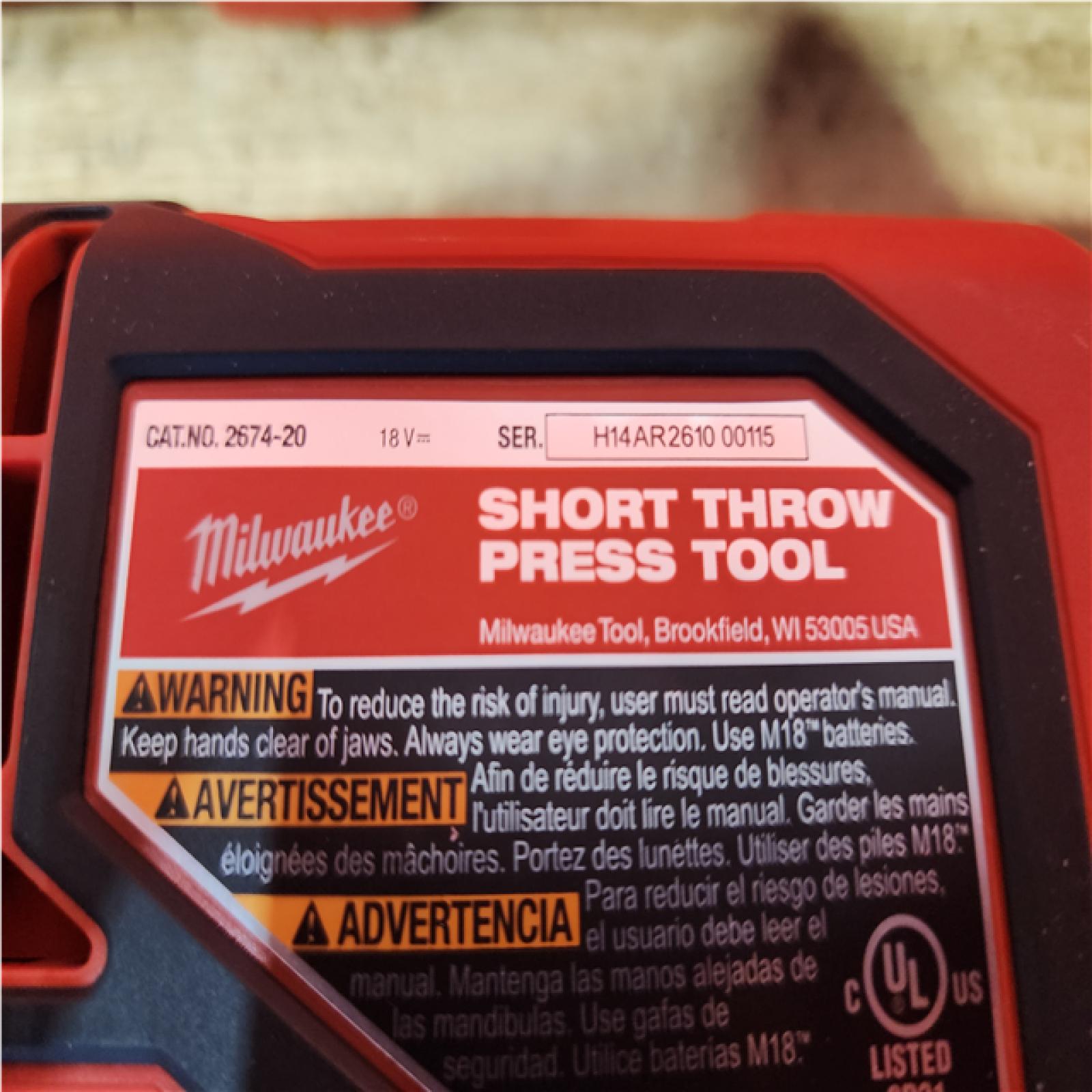 Houston Location AS-IS Milwaukee 18V Lithium-Ion Cordless Short Throw Press Tool with 3 PEX Crimp Jaws Kit