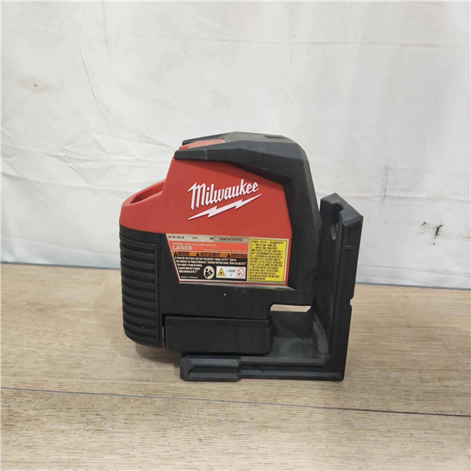 AS-IS- Milwaukee 12-Volt Lithium-Ion Cordless Green 125 ft. Cross Line and Plumb Points Laser Level (Tool-Only)