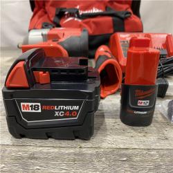 AS-IS Milwaukee 12/18V Lithium-Ion Cordless 3/8 in. Ratchet and 1/2 in. High Torque Impact Wrench with Friction Ring Combo Kit