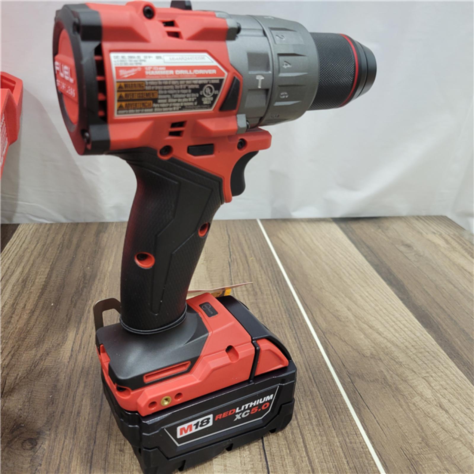AS-IS Milwaukee Hammer Drill Driver Kit with Batteries  Charger & Tool Case  Red